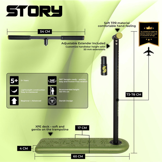 Story Pro Trampoline Scooter performanță Scooter Army Green 73-78 cm