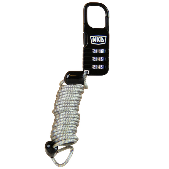Cipher Lock lacăt de securitate pentru scuter skateboard longboard NKD XtremeSecure Cable Lock negru și argintiu 70 cm