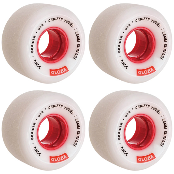 Roți de skateboard GLOBE Bruiser alb/roșu 55 mm