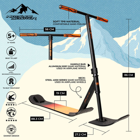 NKD SNOW Stunt Scooter negru și portocaliu wys. 86 cm
