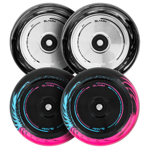 SLAMM Swirl Hollow Core negru / alb 110 mm set de roți pentru scuter