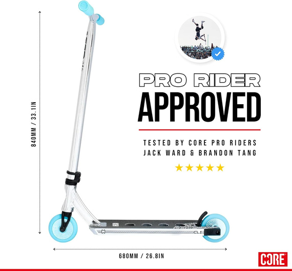 Trotinetă Freestyle CORE CL1 Complete Stunt Scooter Chrome Teal înălțime 85 cm