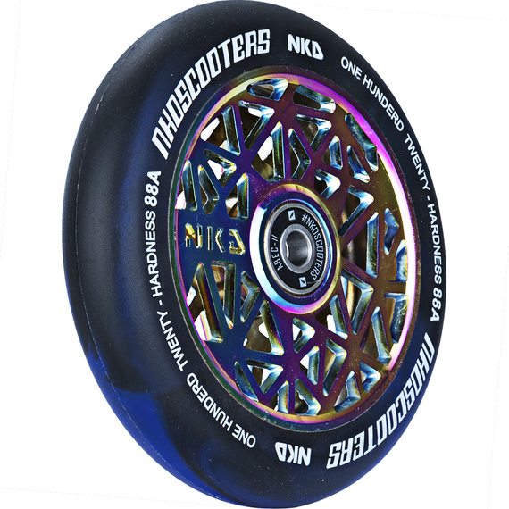 Roată pentru scuter NKD Black Widow albastru și curcubeu 120 mm