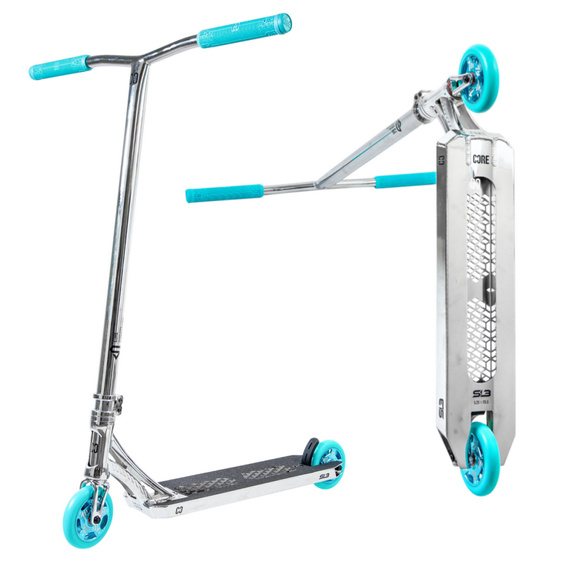 Trotinetă freestyle CORE SL3 Complete Stunt Scooter Chrome Teal înălțime 92,5 cm