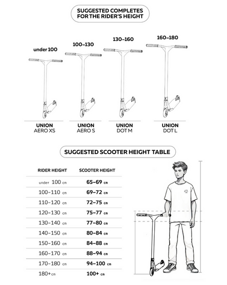 Union Aero XS Scooter Scuter de performanță Negru și argintiu wys. 73 cm
