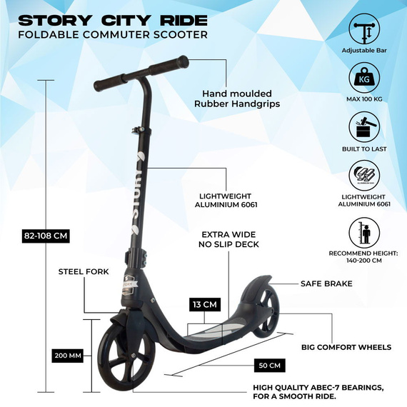 STORY City Ride scuter pentru adulți Negru