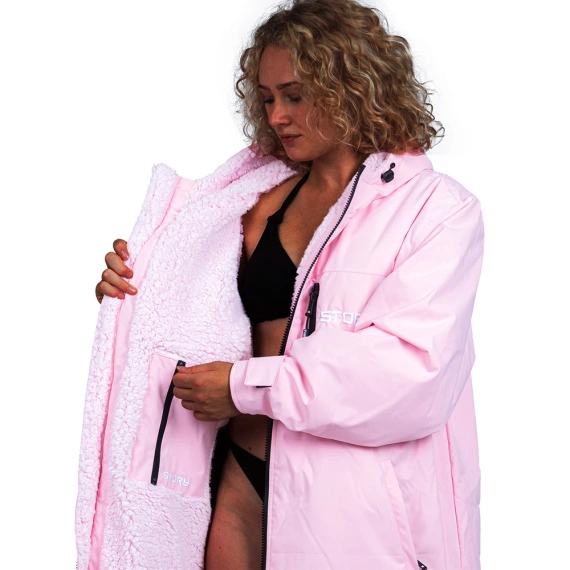 Poncho Poncho Jacket Story Change Robe Roz deschis