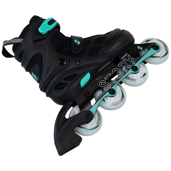 Story Midnight Adjustable Inline Skates Black-Mint LED