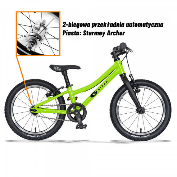 Superlekki rower dla dzieci KUbikes 16s 2-biegowy Zielony