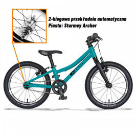 Superlekki rower dla dzieci KUbikes 16s 2-biegowy Turkus