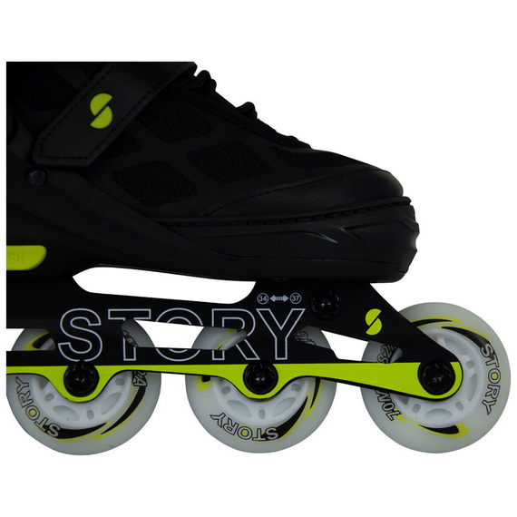 Patine în linie Story Midnight reglabile Negru și galben LED
