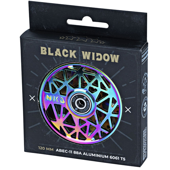 Roată pentru scuter NKD Black Widow Negru-Rainbow 120 mm