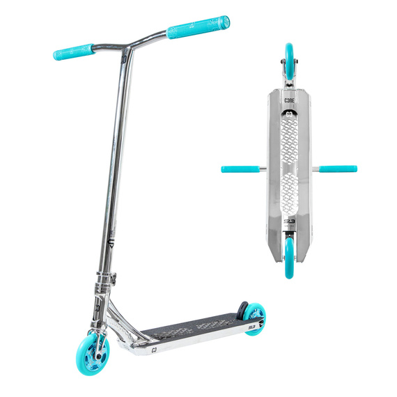 Trotinetă freestyle CORE SL3 Complete Stunt Scooter Chrome Teal înălțime 92,5 cm