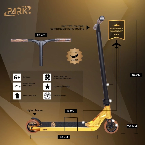 Scuter de performanță NKD Park Stunt Gold wys. 84 cm
