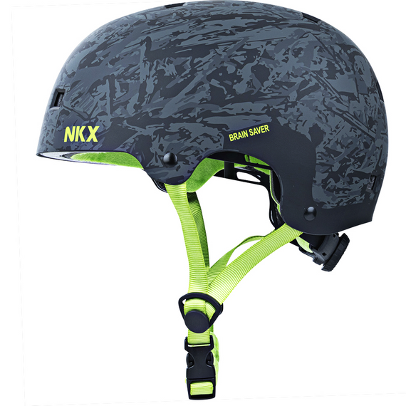 NKX Brain Saver BCG Cască de skateboarding negru și verde L