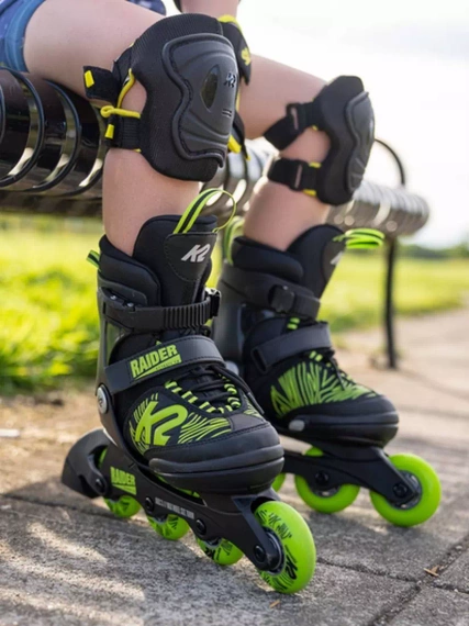 Patine cu rotile reglabile pentru copii K2 Raider Black and Lime