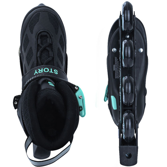 Patine în linie Story Midnight ajustabile Black-Mint