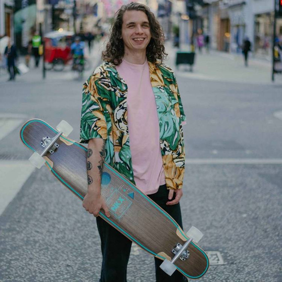 Longboard pentru dansatori NKX Geometric Walnut Green 117 cm