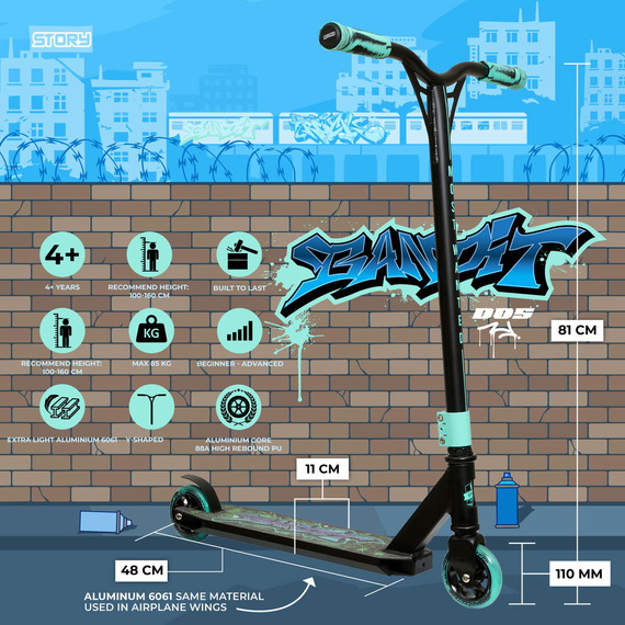 Story Bandit DOS Scooter de performanță Mint Wys. 81 cm