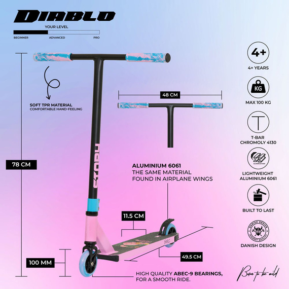 Story Diablo Performance Scooter Albastru Roz High. 78 cm