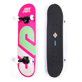 Skateboard complet Urban Sports cu logo roz 8.0"