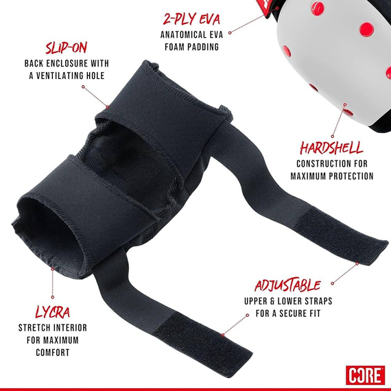 Set de protecții CORE Skate Triple Pad Set Alb