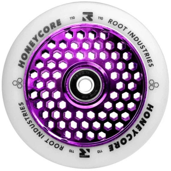 Root Industries Honeycore White Pro Scooter Wheels 2-Pack Purple 110 mm (2 buc).)