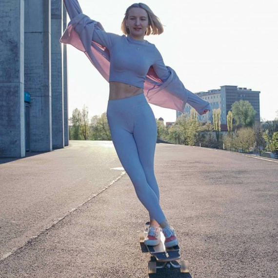 Longboard pentru dansatori NKX Geometric Olive Pink 112 cm