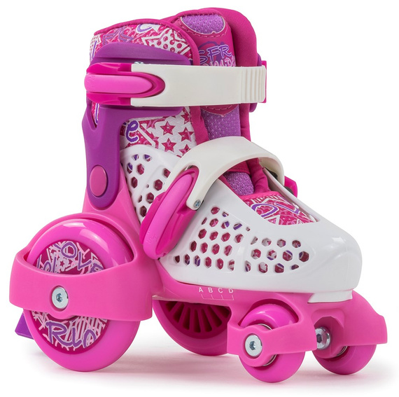Patine Quad pentru copii reglabile SFR Stomper roz și alb