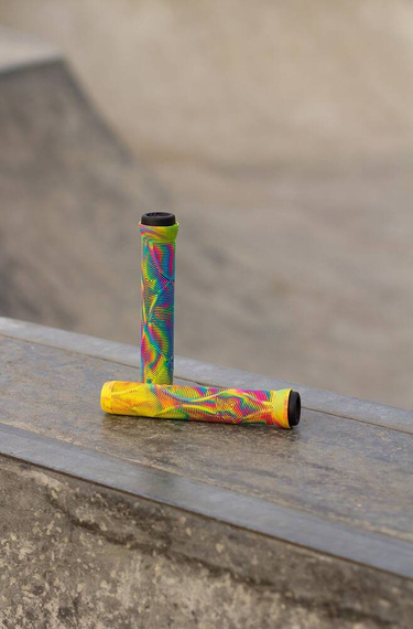 Mânere de performanță pentru scutere Slamm Team Swirl Bar Grips Tropical Yellow 165 mm