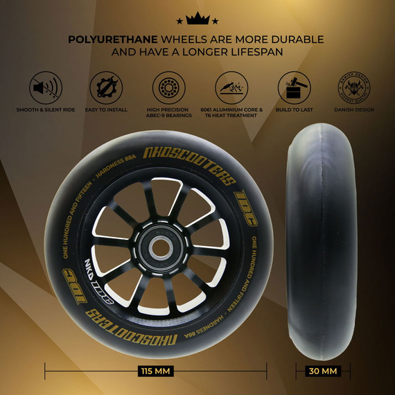 NKD IDC Stunt Scooter Roți negru și galben 115 mm