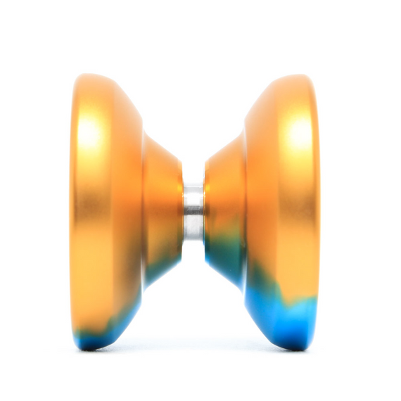 Yoyo de metal pentru avansat YoYoFactory Shutter Wide Angle Splash Orange și turcoaz