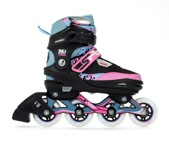 Patine pentru copii SFR Pixel reglabile Blue-Pink