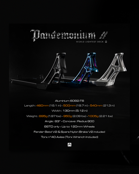 Platformă pentru Ethic Pro Scooter Deck Pandemonium V2 460 mm Blue Chromed