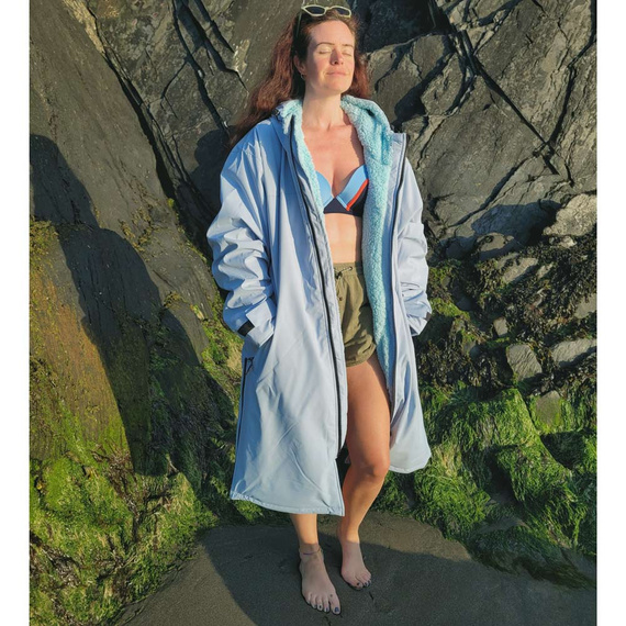 Poncho Poncho Jacket Story Change Robe Baby Blue Albastru deschis