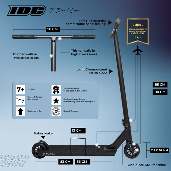 NKD IDC Stunt Scooter Negru wys. 90 cm
