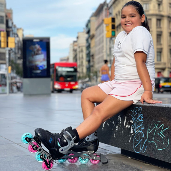 Patine în linie Story Motion reglabile Black-Pink-Black