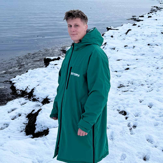 Poncho Poncho Jacket Story Change Robe Sea Green