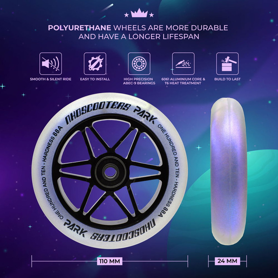 NKD Park Stunt Scooter Roți negre și argintii 110 mm