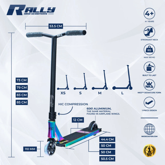 Scuter de performanță NKD Rally V4 Neochrome wys. 83 cm