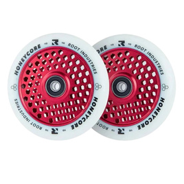 Root Industries Honeycore White Pro Scooter Wheels 2-Pack Red 110 mm (2 buc).)