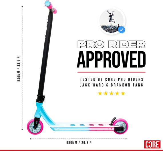 Trotinetă Freestyle CORE CL1 Complete Stunt Scooter Roz-Turcoaz înălțime 85 cm