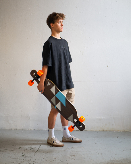 Longboard Drop-thru simetric principal Geometrix albastru 105 cm