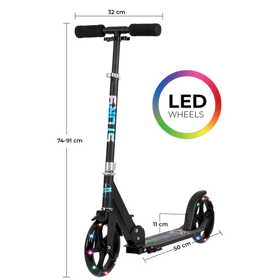 Scuter de transport cu roți mari Story Urban GO! LED negru