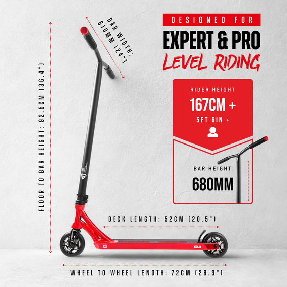 Trotinetă freestyle CORE SL3 Complete Stunt Scooter Roșu-Negru înălțime 92,5 cm
