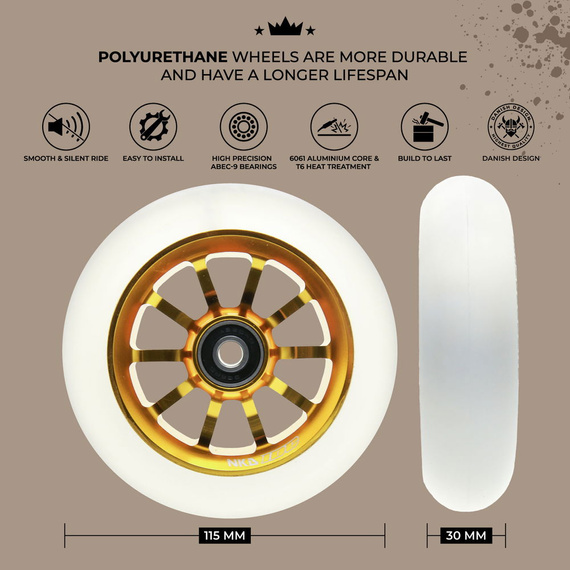 NKD IDC Stunt Scooter Roți Gold 115 mm