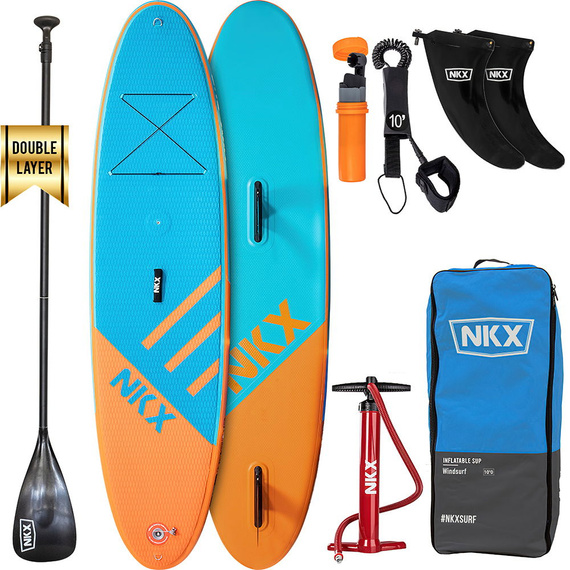 SUP gonflabil bord de turism NKX Windsurf albastru-portocaliu 9'6