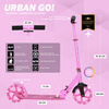 Scuter de transport cu roți mari Story Urban GO! LED roz