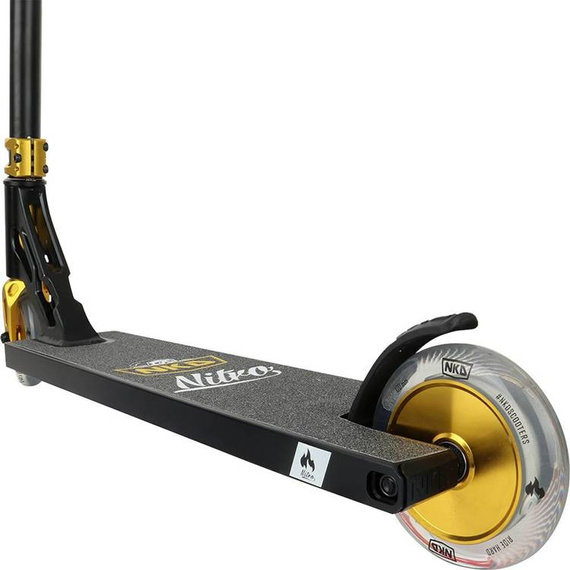 Scooter de înaltă performanță din aluminiu ușor mare de înaltă calitate 91 cm Platformă largă și ghidon NKD Nitro Street Black Gold