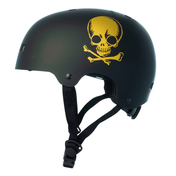 NKX Brain Saver Cască de skateboard cu craniu negru și auriu